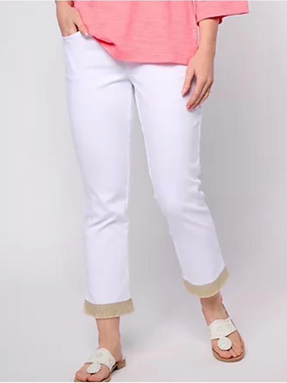 Belle by Kim Gravel 16 Tall TripleLuxe Tiki Island Fringe Trim Crop Pant